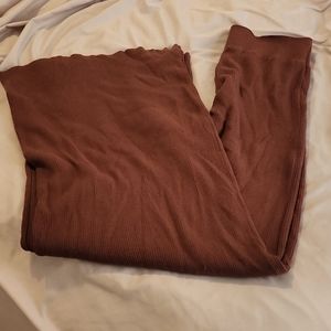 Free People Brown Rib Knit Wide Leg Pants, XL, Pull On